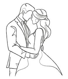 Ilustración de una pareja de recién casados